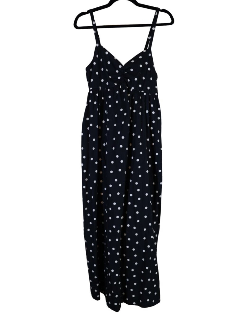 Abercrombie & Fitch Polka Dot Smocked Sweetheart Maxi Dress Black & White M